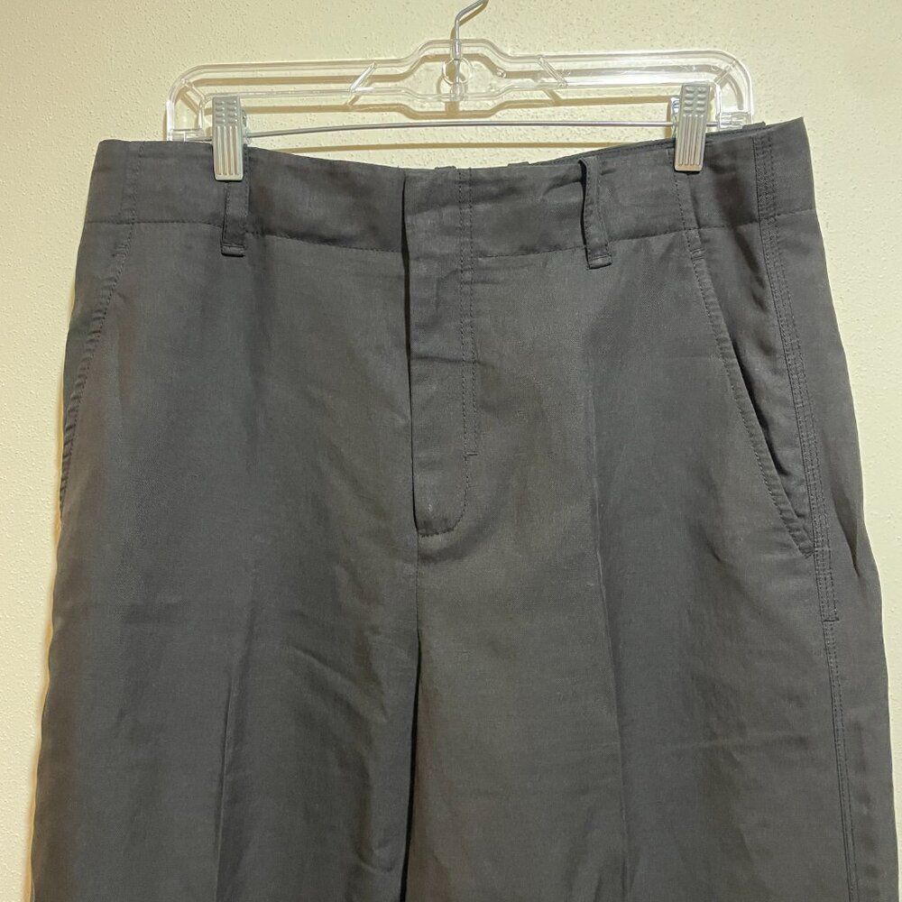 Vince Black Linen Blend High Waist Wide Leg Crop Pants - Picture 4 of 14